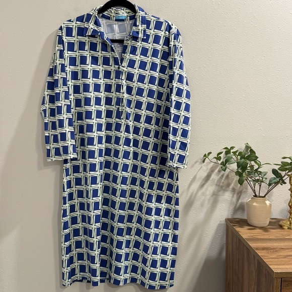 J. Mclaughlin Size XL Geometric Shift Dress 3/4 Sleeve Collared Casual Work - Picture 1 of 7